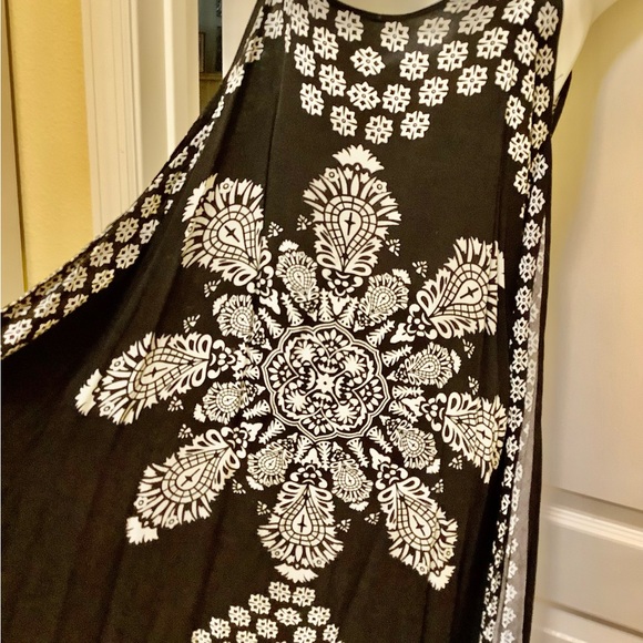 Beach Cover or summer dress spaghetti straps black white Assemetrical si… - Picture 12 of 13